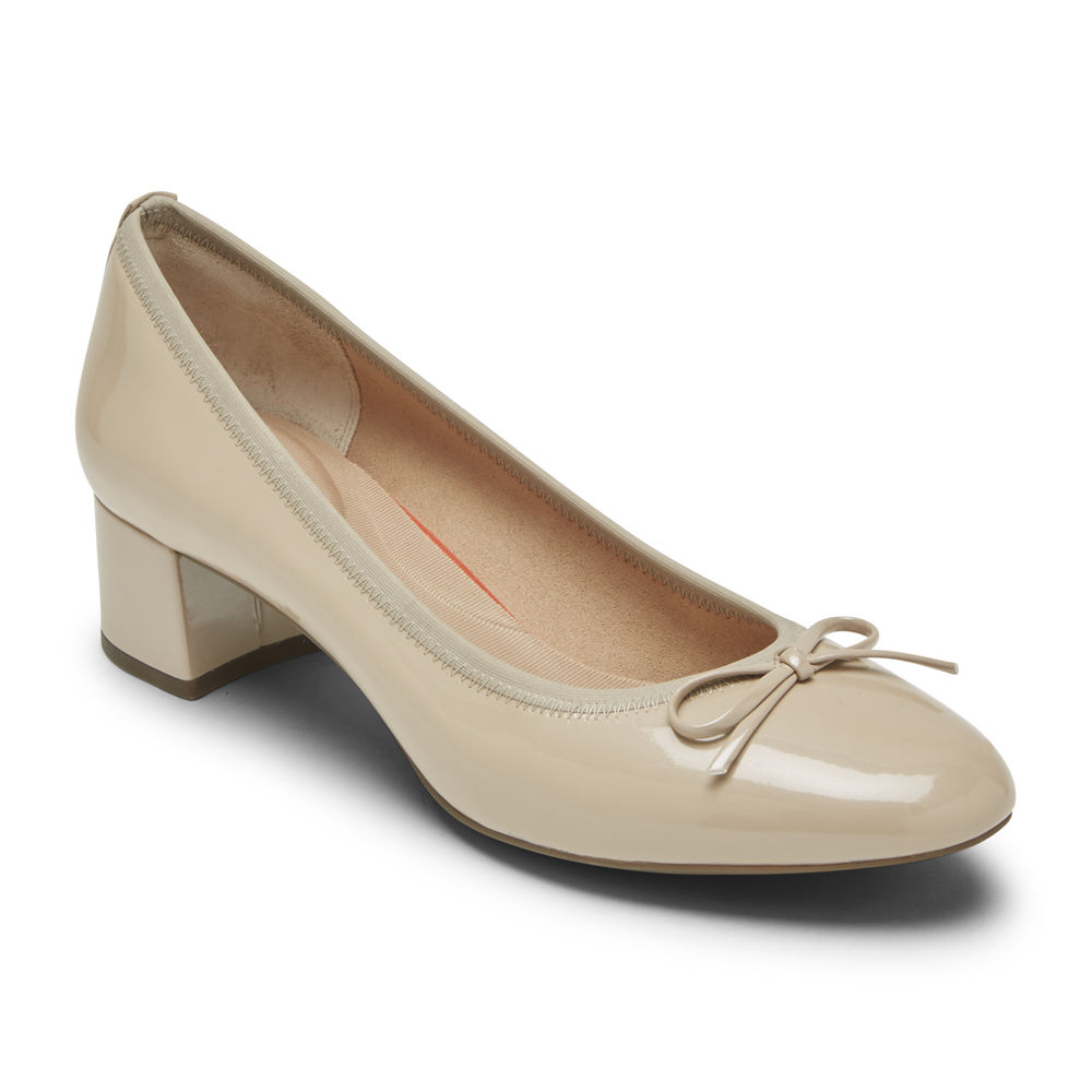 Rockport Singapore Womens Pumps - Total Motion Sydney Bow Beige - OH8952306